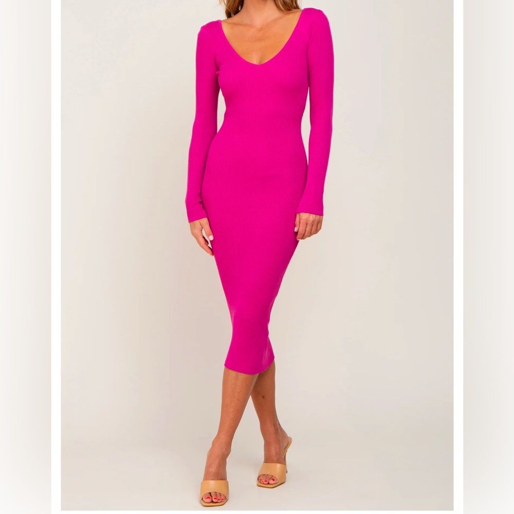 Pinkblush Fuchsia Knit Midi Dress
